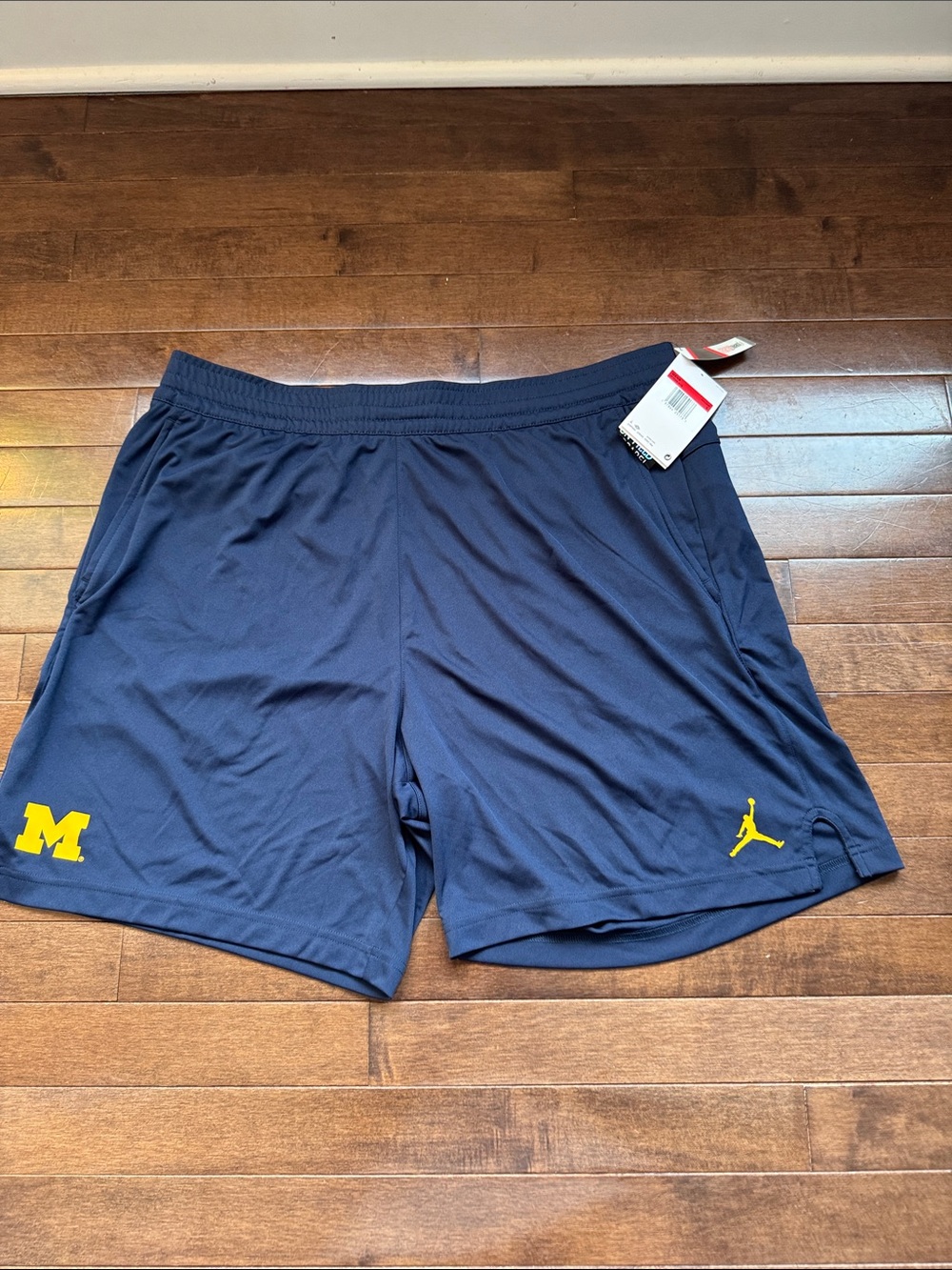 Nike Michigan Navy Blue Athletic Shorts with Yellow Logos